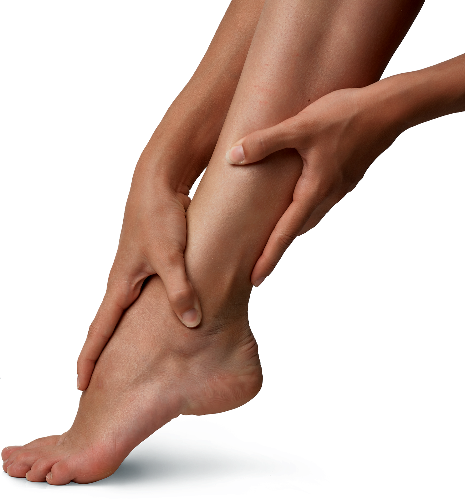 Hands holding leg - wound care treatment